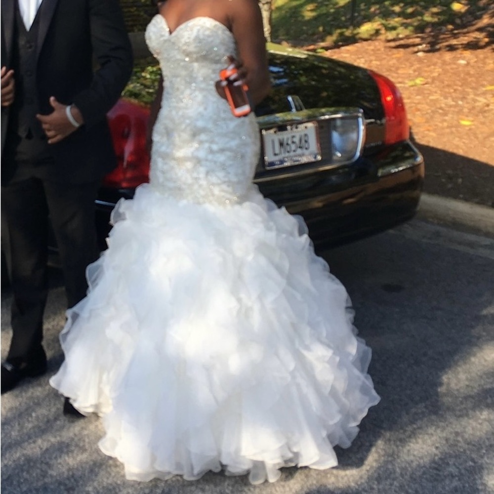 Elegant White Strapless Embroidered Gown